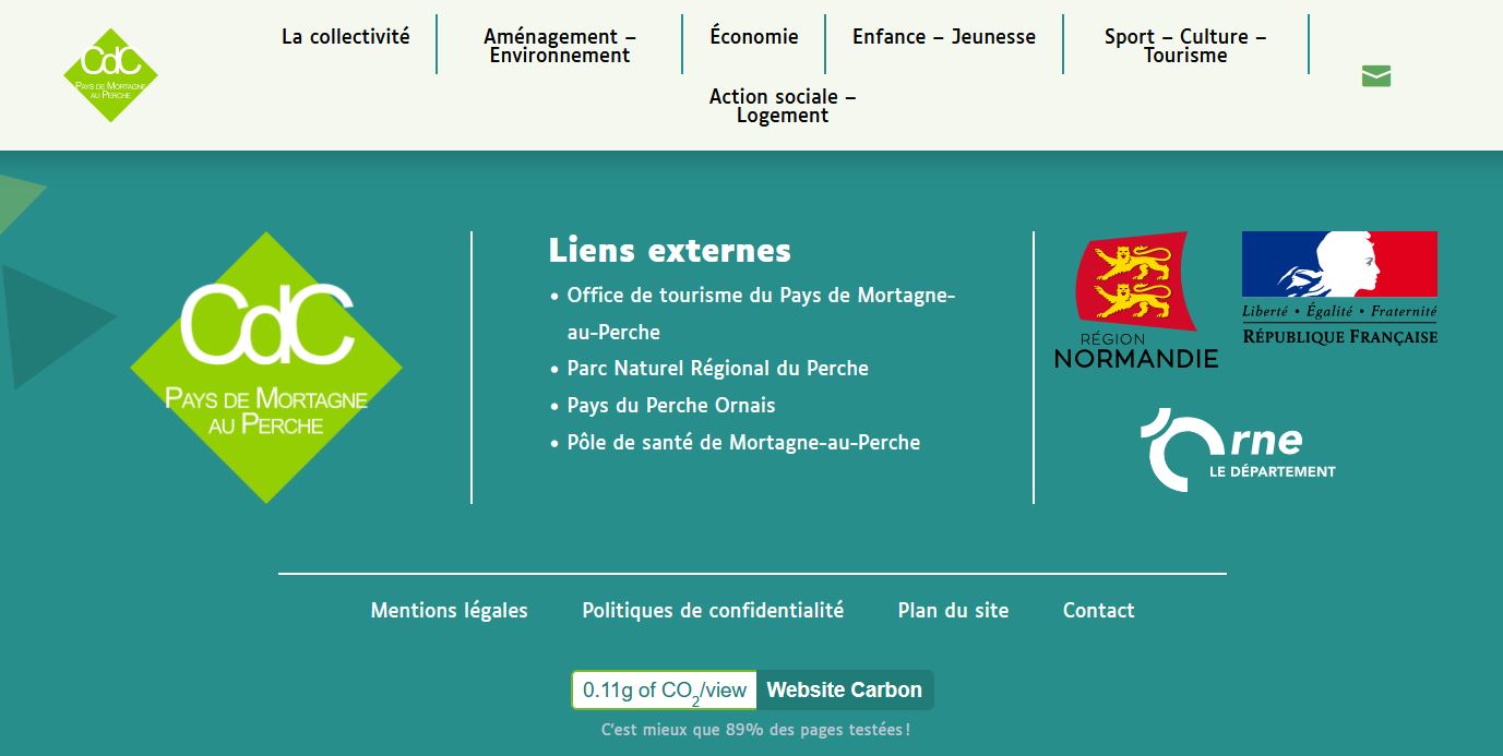 Site internet CdC pays de Mortagne-au-Perche